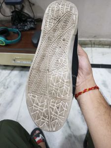Black Canvas Sneakers with White Accents