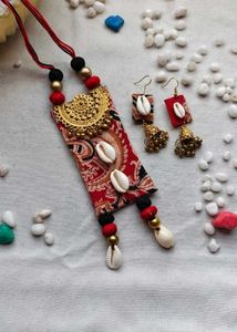 Boho Fabric Necklace &amp; Earring Set