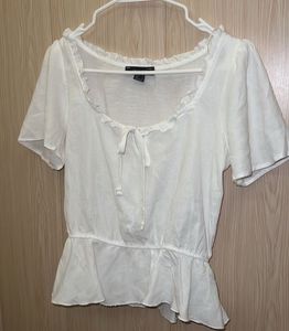 Whimsical White Ruffled Peplum Top