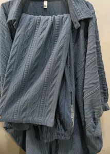 Stylish Blue Cable Knit Co-ord Set