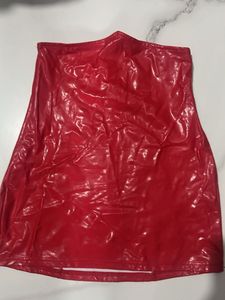 Red Wet Look Mini Dress