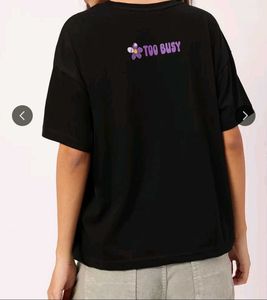 Glitchez Women Black Relaxed Tshirt