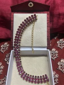 Elegant Magenta &amp; Crystal Necklace