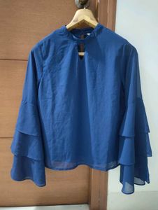 Blue Ruffle Sleeve Blouse 💙