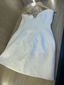 NEW ZARA Elegant White Strapless Mini Dress