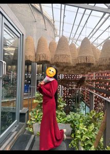 Elegant Red Puff Sleeve Dress