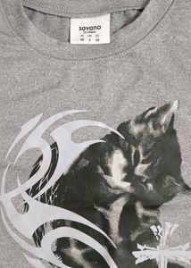 Grey Cat Graphic T-Shirt