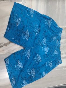 Blue Basketball Print Shorts