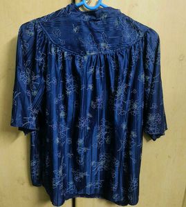 Elegant Blue Floral Print Kurta
