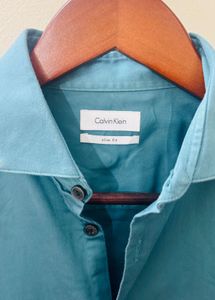 Calvin Klein Teal Button-Up Shirt