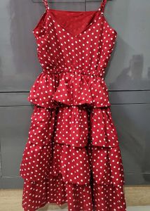 Red Polka Dot Tiered Dress