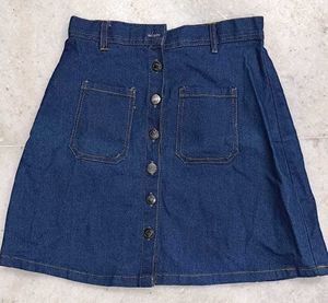 Denim Button-Front Mini Skirt