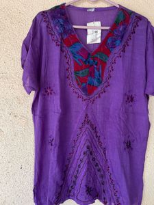 Vibrant Purple Embroidered Kurta Top