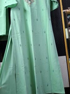 Elegant Mint Green Kurta Set with Intricate Embroi