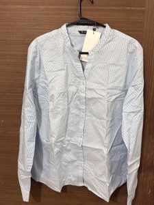 Light Blue Dotted Long Sleeve Top