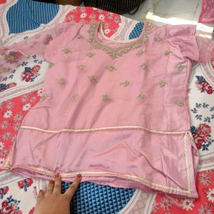 Pink &amp; Gold Embroidered Lehenga