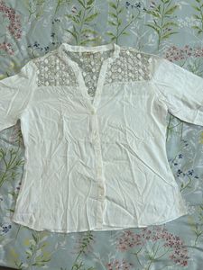 Stylish White Lace Detail Top
