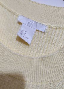 Light Lemon Yellow Cut Sleeves Top 36 Bust