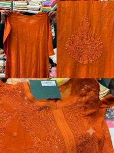 Pure Viscose Rust mukesh work Kurti