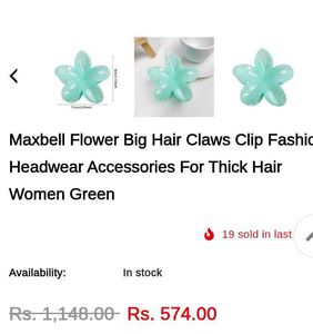 💠Tealblue+white-silver border Flower Hair Claw