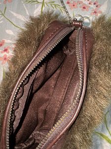 Faux Fur Olive Chain Clutch Bag
