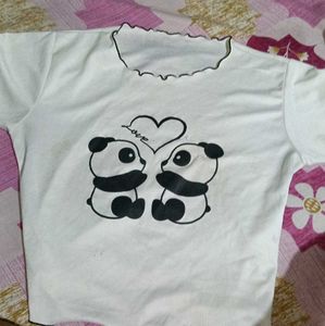 Cute Panda "Love" crop-top