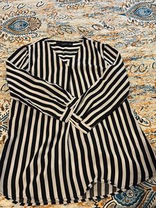 Chic Striped Long Sleeve Tunic Top
