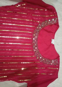 Rani Pink Heavy Sequence Work Kurti with Sharara