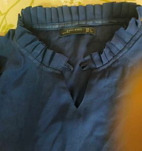 Stylish Blue Bell Sleeve Top
