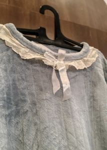 Cozy Blue Lace Trim Pajama Top