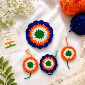 Handmade Tricolor Crochet Pin.