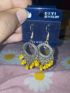 Yellow Jhumka Earrings