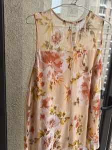 Beige Floral Print Sleeveless Top