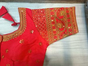 Red Embroidered Heavy Work Blouse