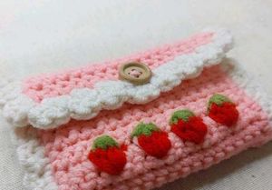 Handmade Crochet Strawberry Pouch
