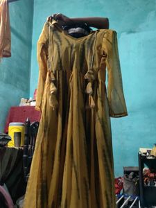Yellow Tie-Dye Ethnic Gown