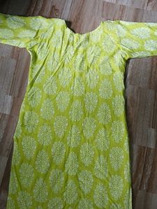 Vibrant Lime Green Printed Kurta