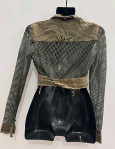 Unique Mesh Panel Cropped Jacket