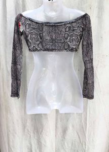 40209. Off-Shoulder Snake Print Crop Top