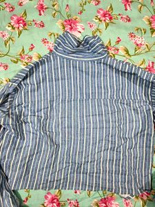 Blue and White Striped Button-Up Shirt