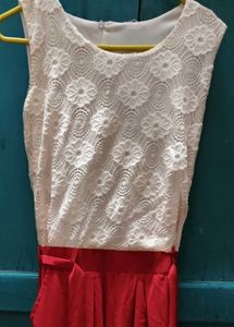Chic Lace & Red Jumpsuit