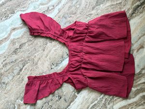Maroon Ruffled Cap Sleeve Top