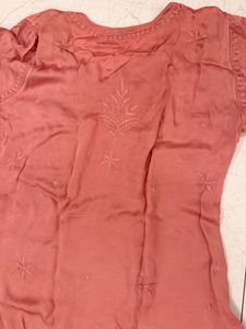 Pink Silk Chikankari Kurta Set with Dupatta