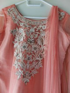 Elegant Peach/coral Pink Kurta Set