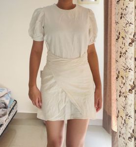 Elegant Cream Puff Sleeve Dress