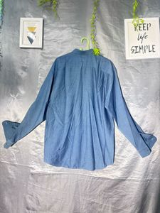 Classic Blue Long-Sleeve Button-Down Shirt