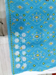 🇳🇿💫🎀Elegant Blue Bandhej Printed Saree