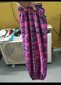 Comfortable Pink Plaid Pattern Palazzo Pants