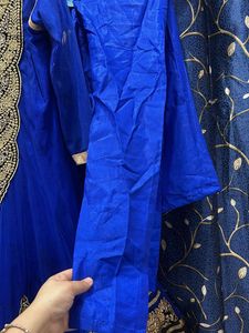 Royal Blue Embroidered net Anarkali set