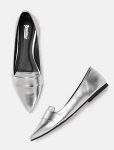 Silver Toned Solid Ballerinas